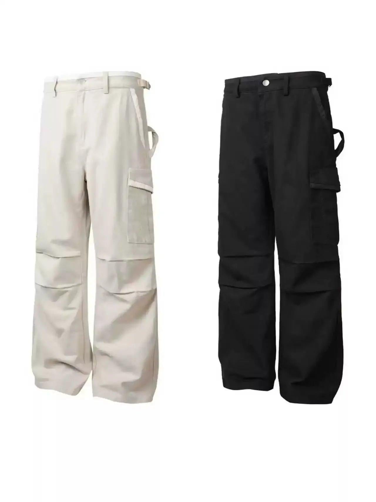 Pleated Wide Leg Cargo Pants