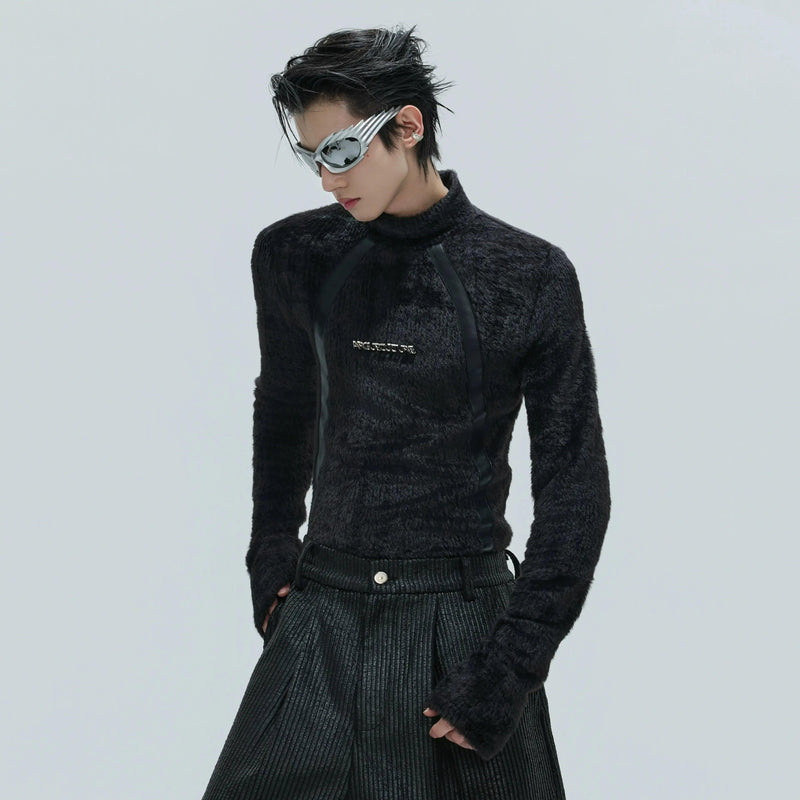 Fur Textured Flipped Logo Crewneck
