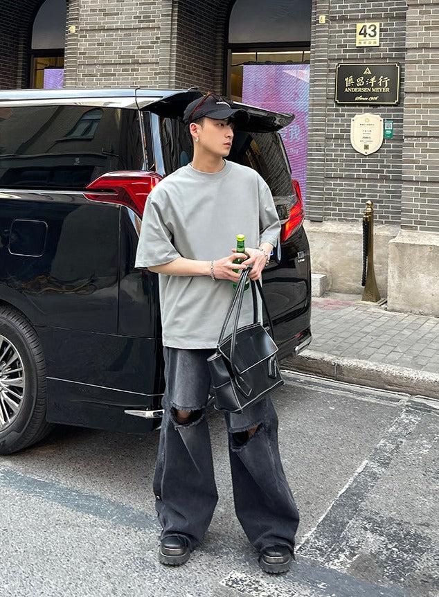 Solid Double Stitched Seam T-Shirt