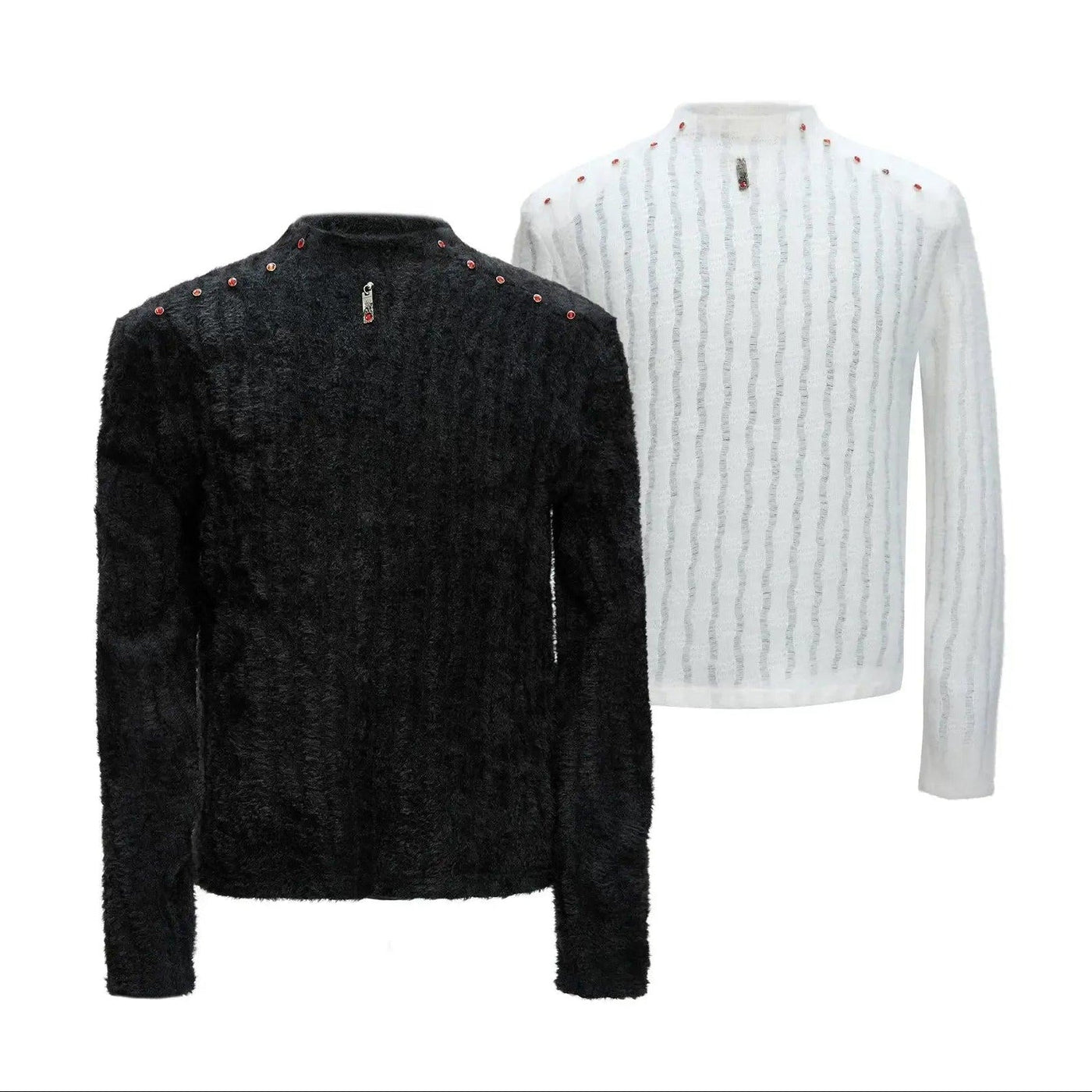 Red Rhinestone Slim Fit Sweater