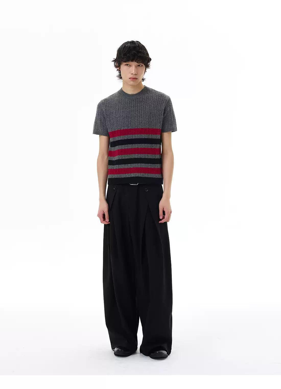 Striped Colors Cable Knit T-Shirt