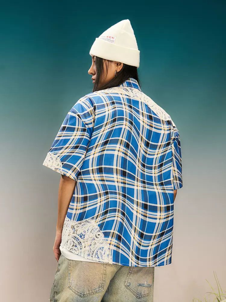 Swirling Plaid Laced Shirt
