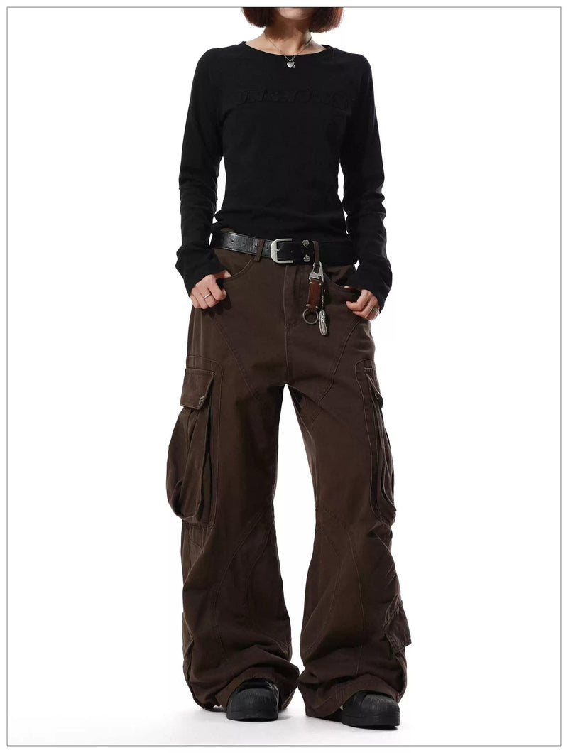 Side Pockets Structured Cargo Jeans