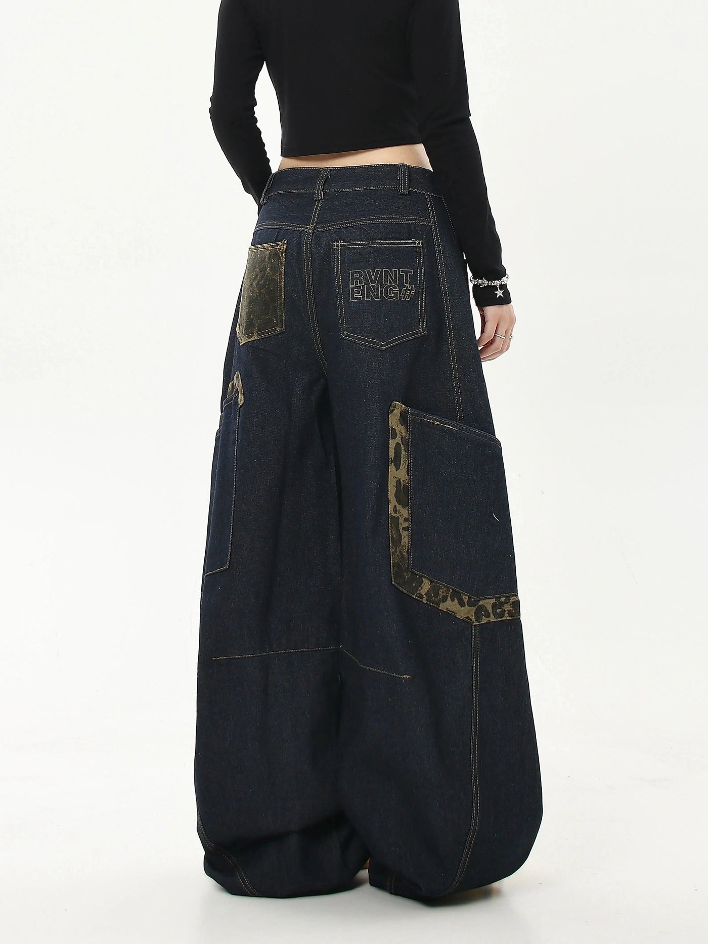 Spliced & Stitched Baggy Jeans