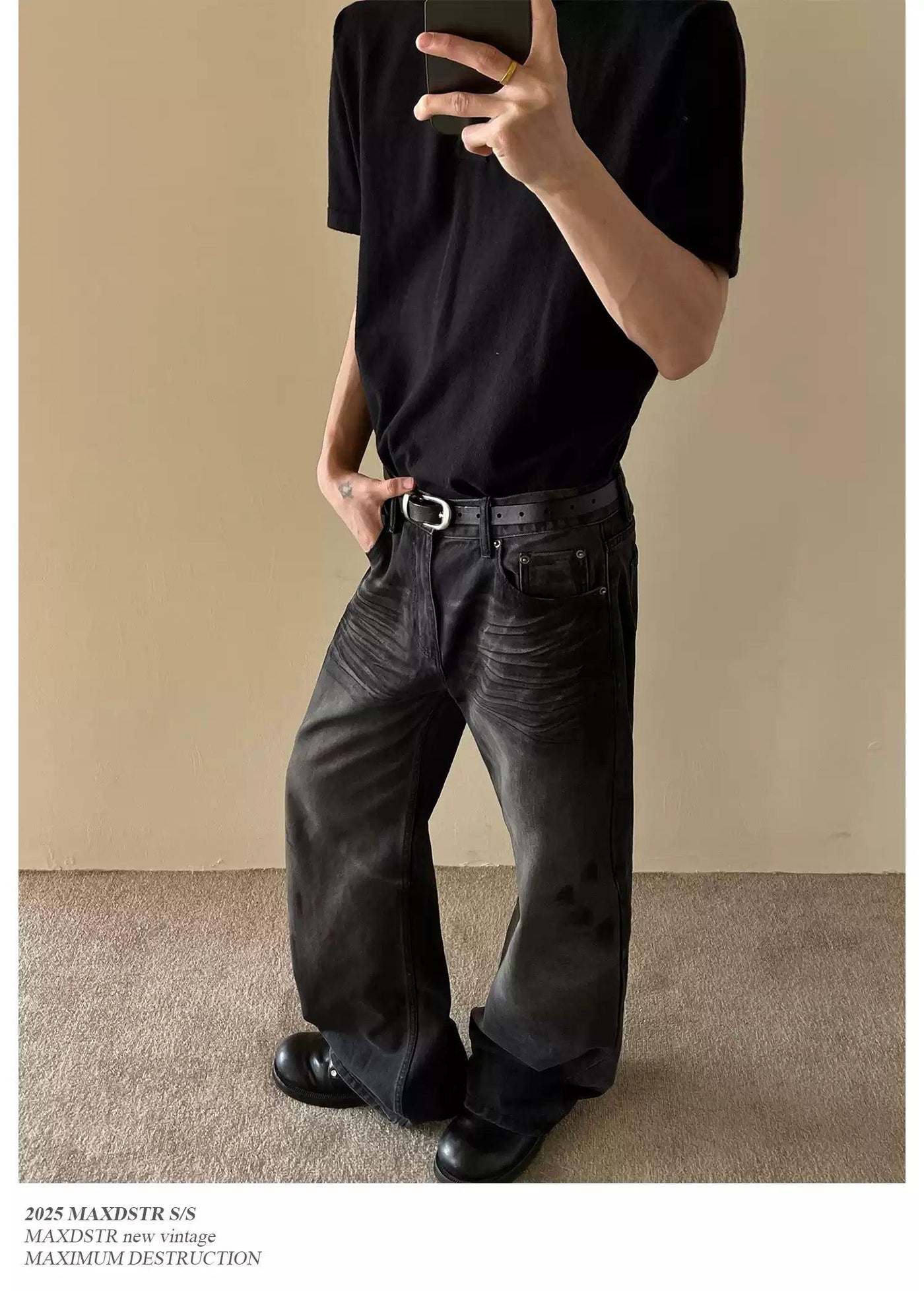 Water Ripple Straight Jeans