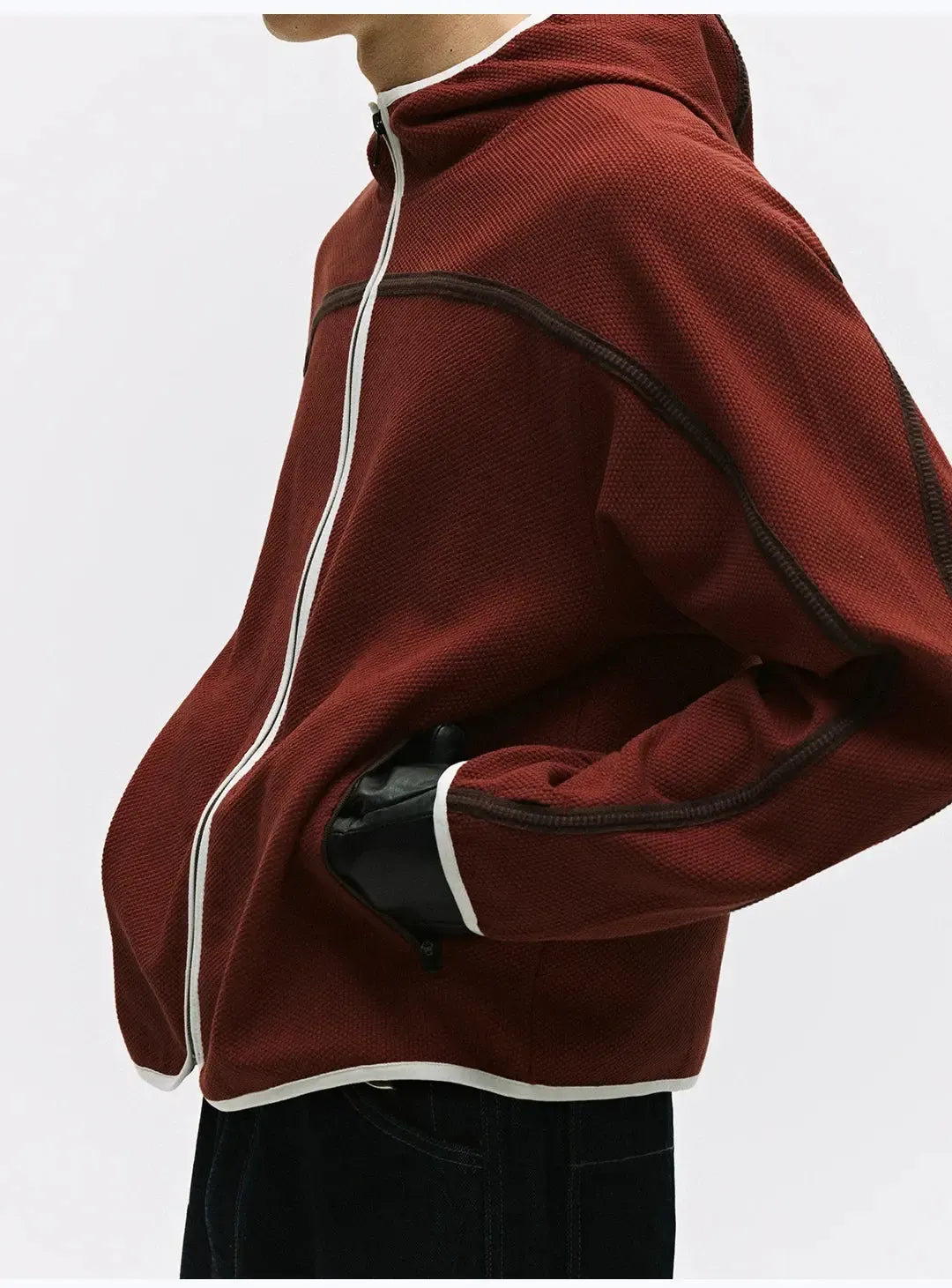 Contrast Zip Seam Detail Knit Jacket
