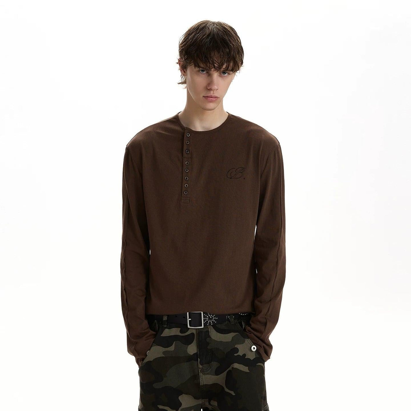 Side Line Buttoned L/S T-Shirt