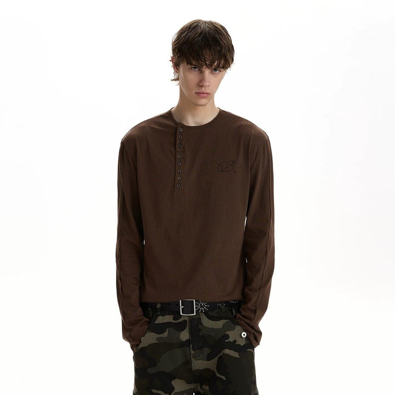 Side Line Buttoned L/S T-Shirt
