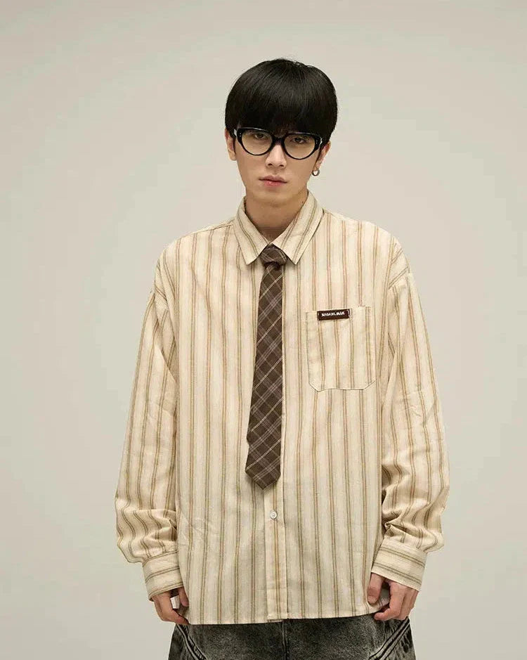 Vintage Stripes Short & Long Sleeves Shirt Set