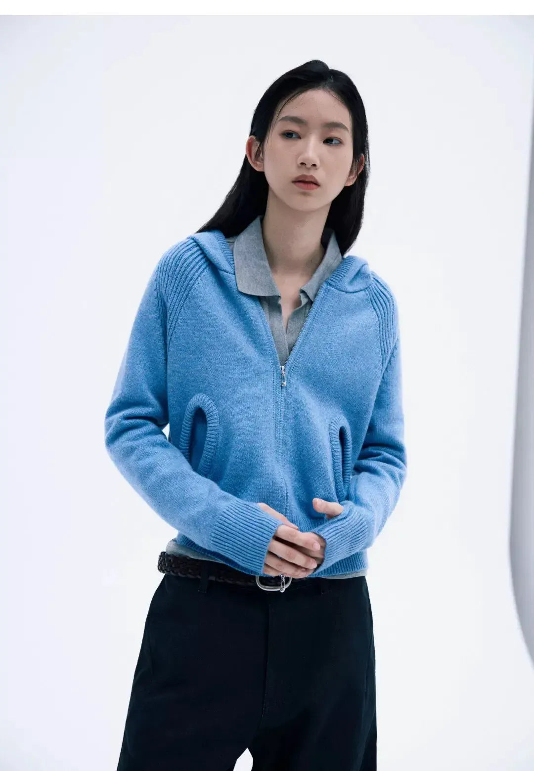 Cozy Ribbed Knit Zip-Up Hoodie