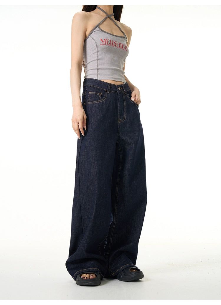 Solid Color Wide Jeans