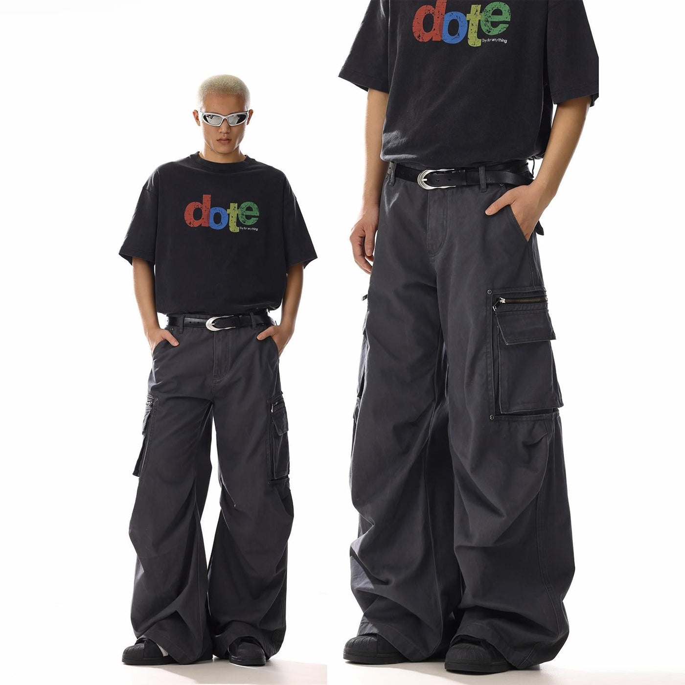 Embossed Side Pocket Cargo Pants