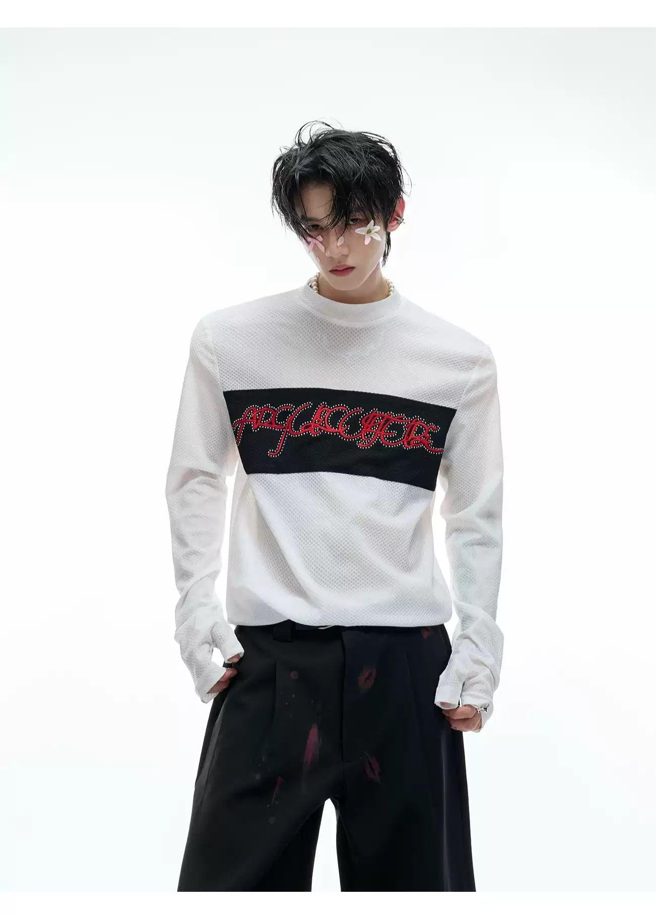 Embroidered Logo Mesh L/S T-Shirt