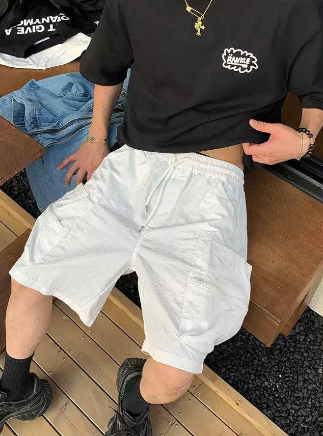 Side Zipped Pockets Gartered Shorts
