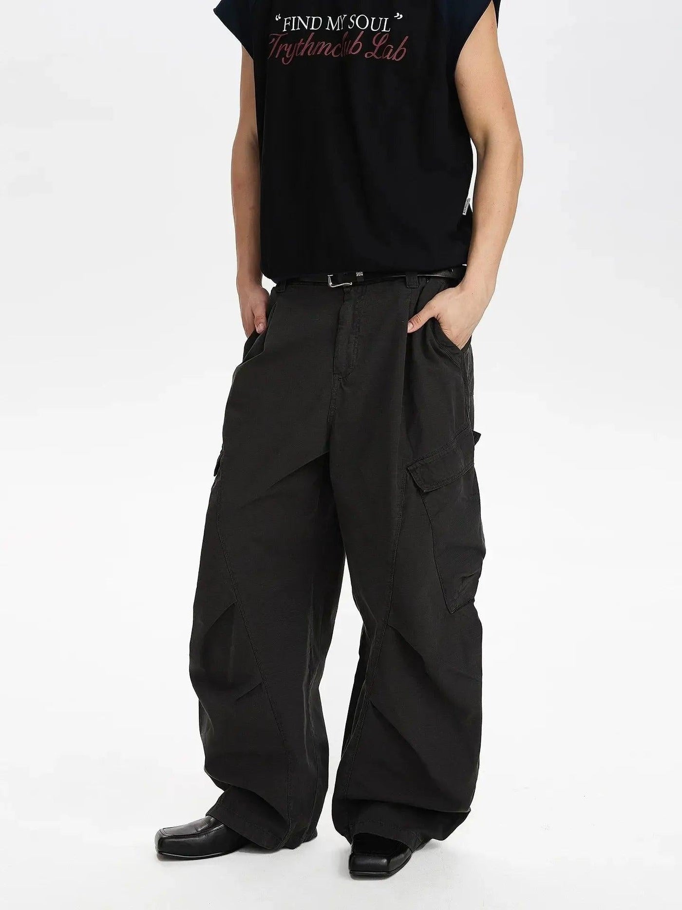 Pleated Parachute Cargo Pants