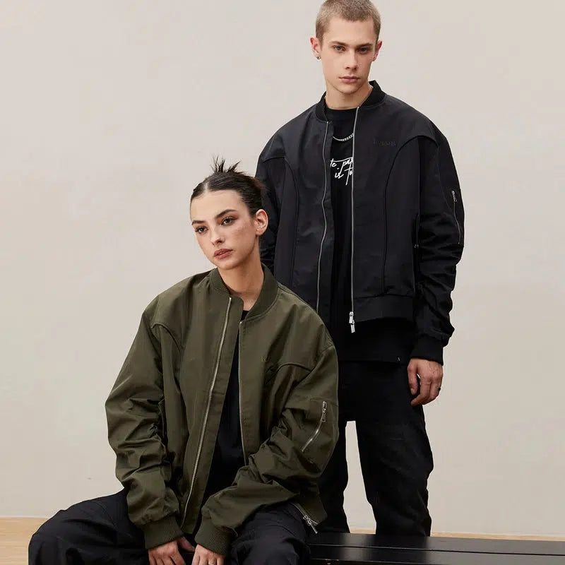 Structured Line Detail Bomber Jacket