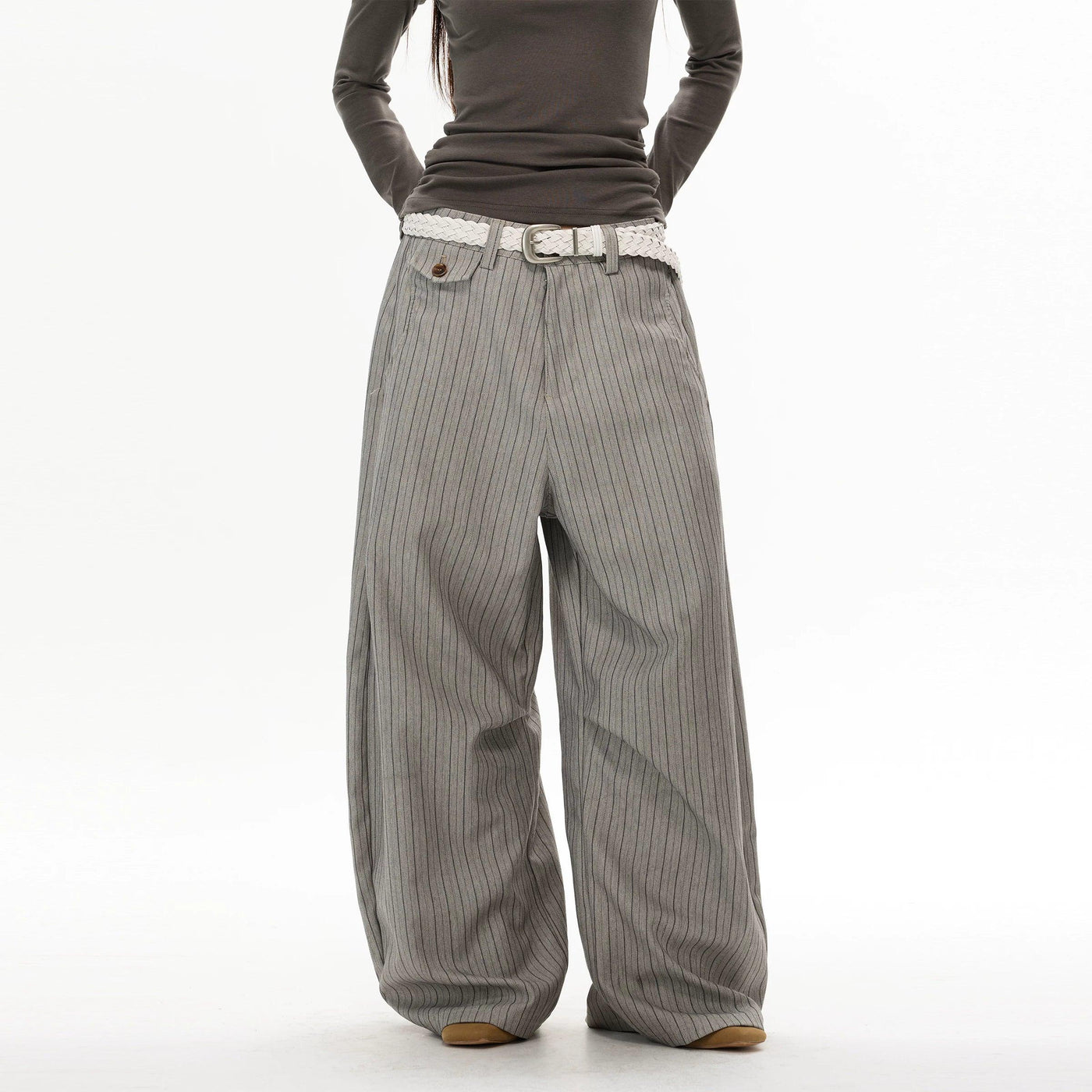 Subtle Striped Loose Fit Pants