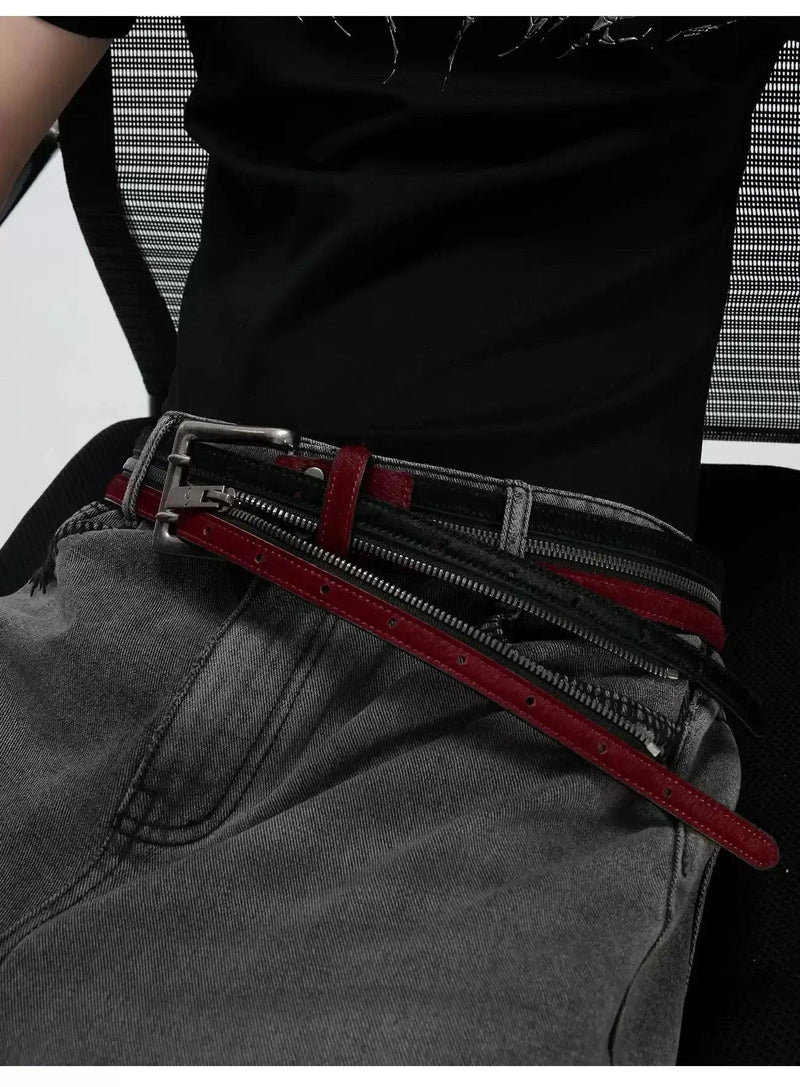 Contrast Color Zipped Belt