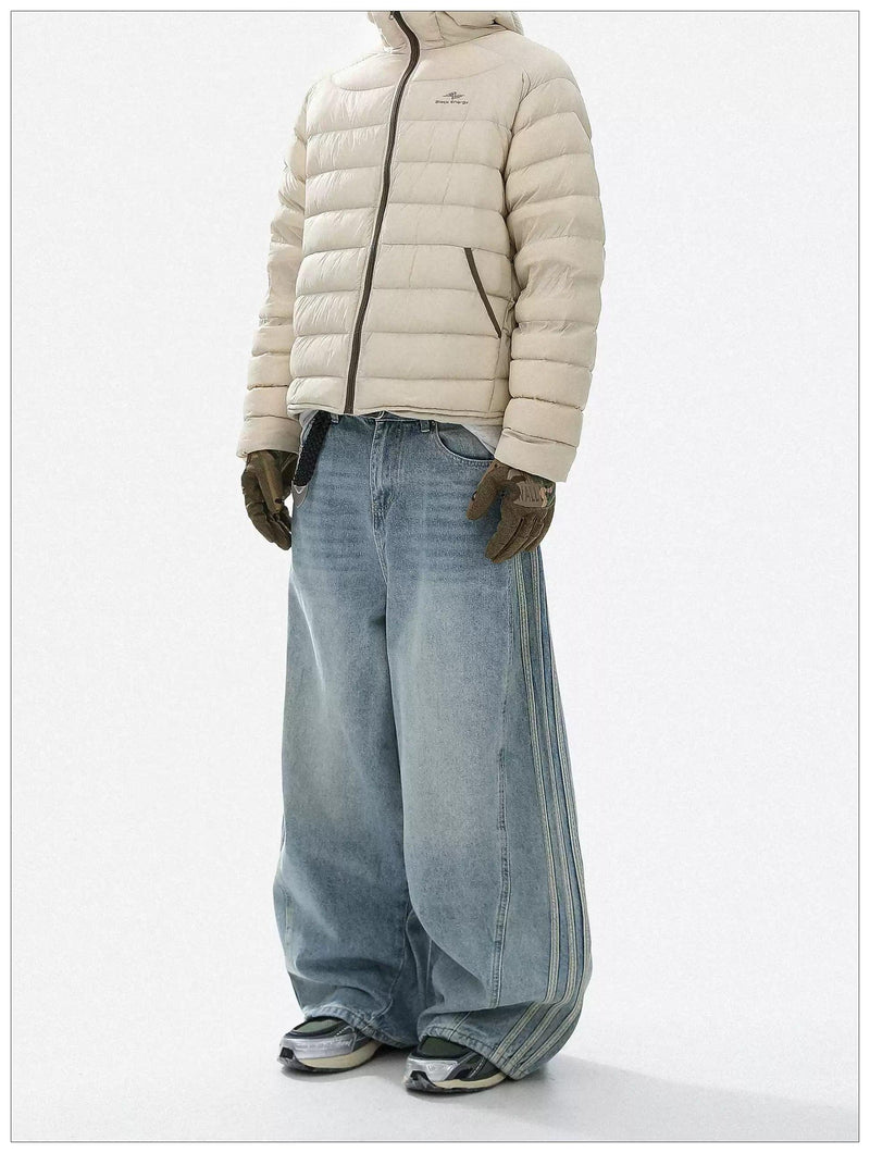 Washed Bar Stripes Jeans
