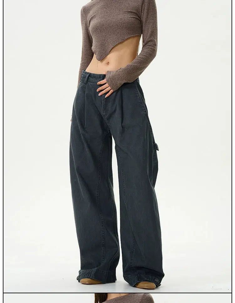 Faded Fold Pleats Jeans