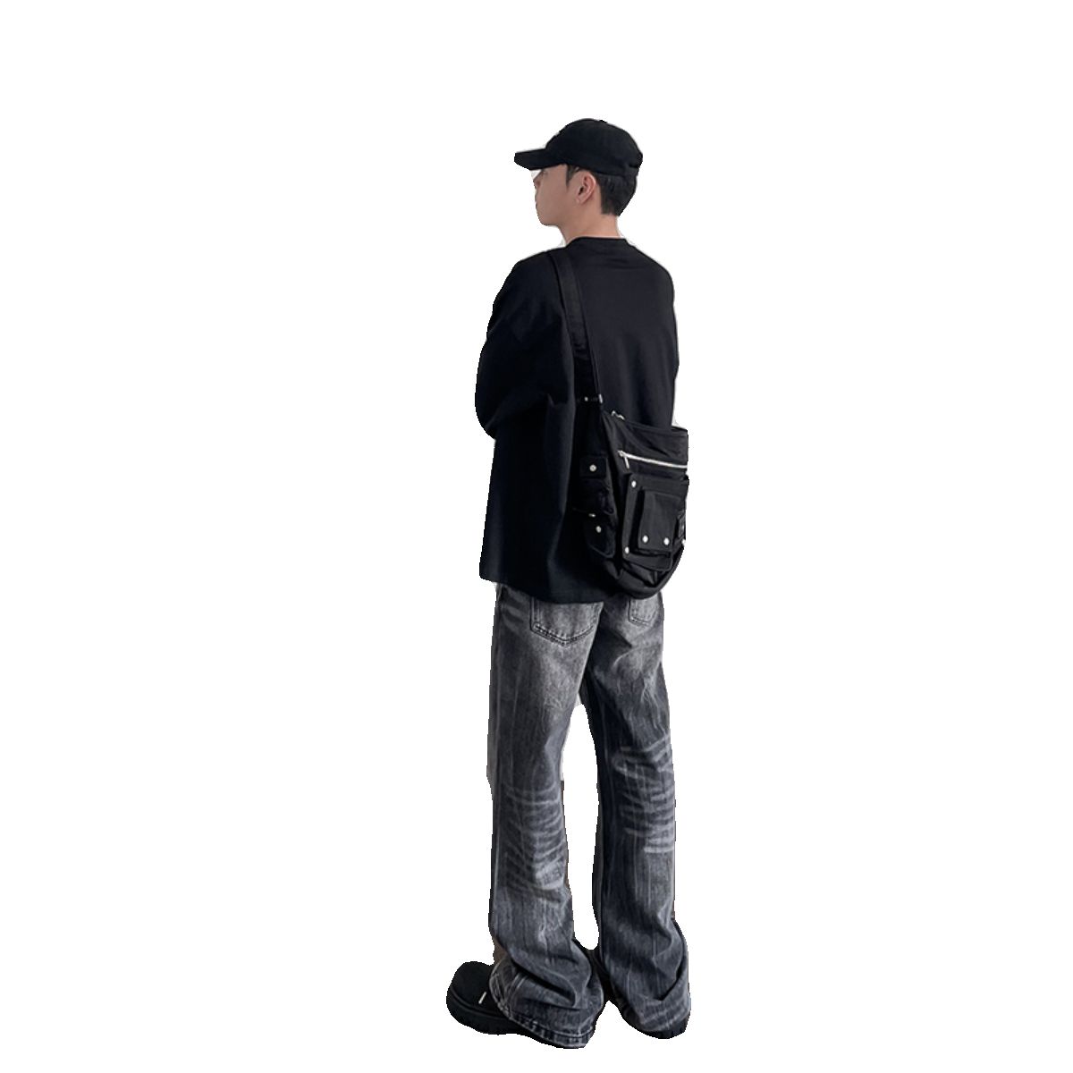 Washed Lightning Pattern Jeans