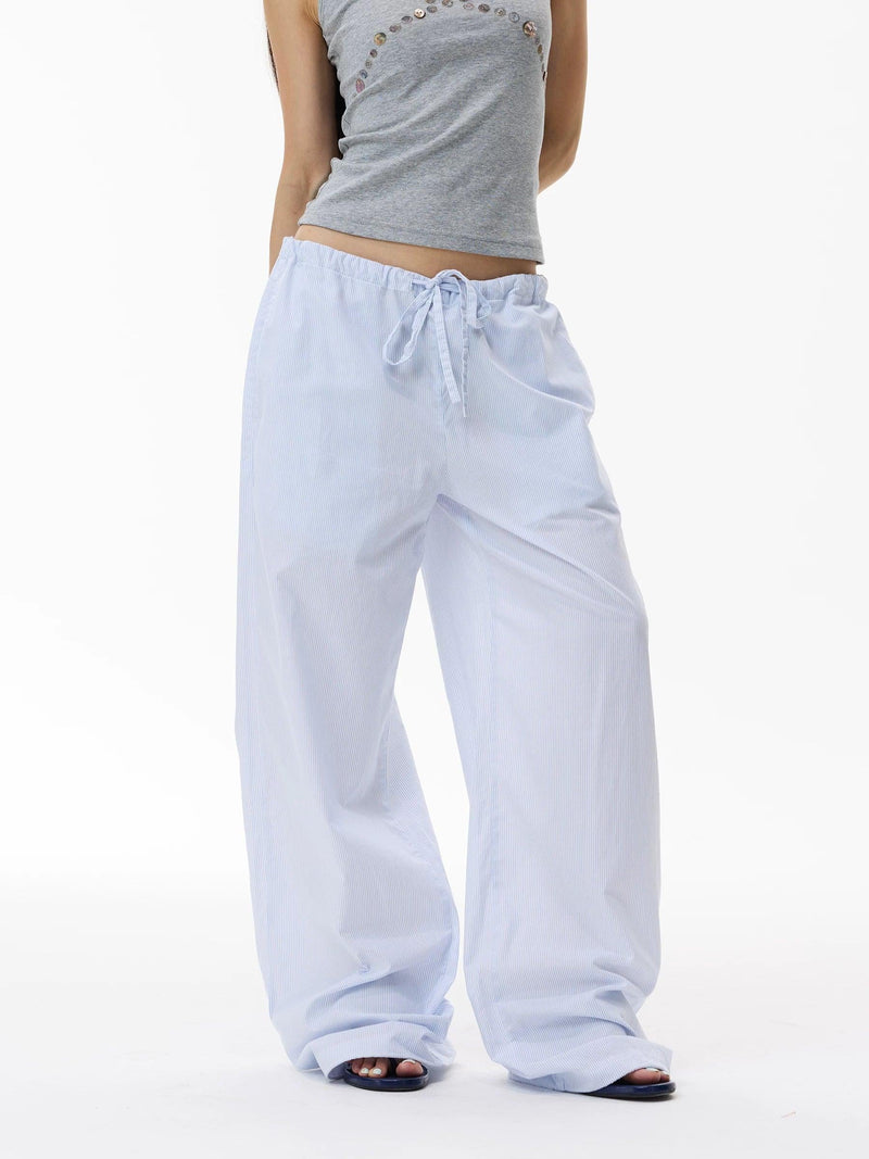 Causal Drawstring Striped Pants