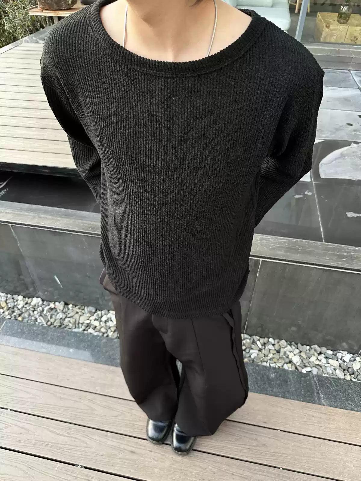 Basic Textured Long Sleeve T-Shirt