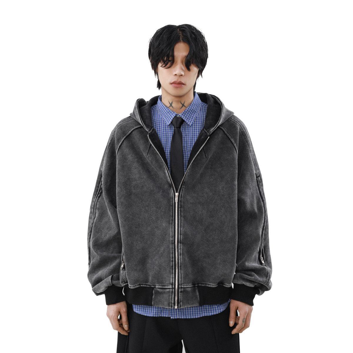 Sleeve Zippers Hooded Jacket