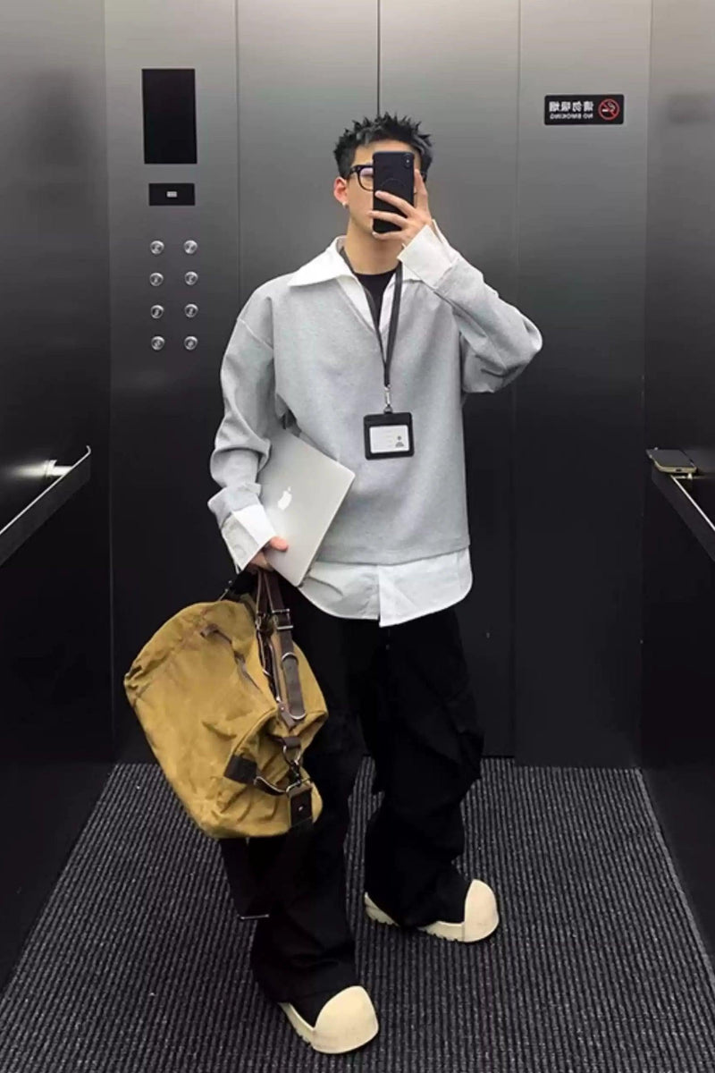 Layered Shirt Long Sleeve Polo