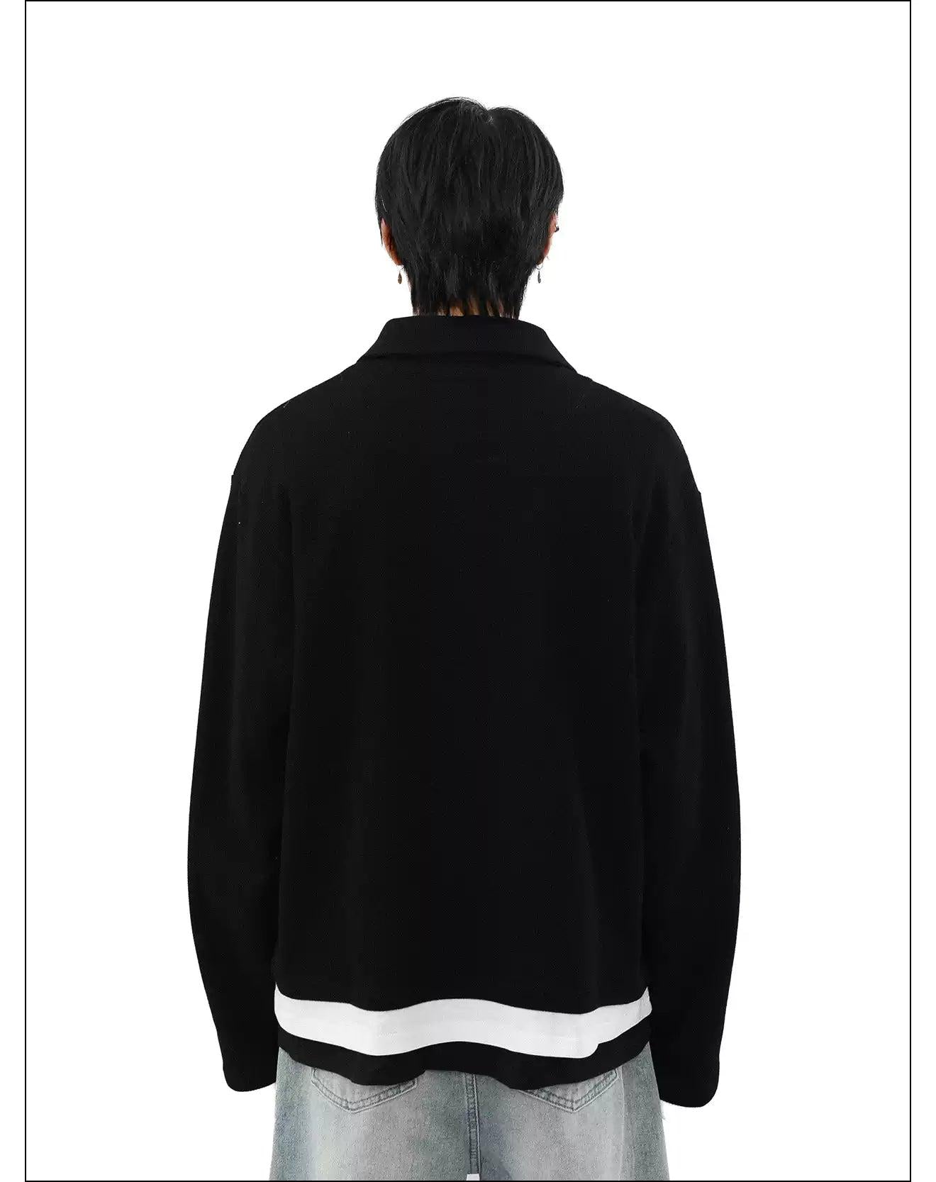 Contrast Color Waffle Textured Sweater