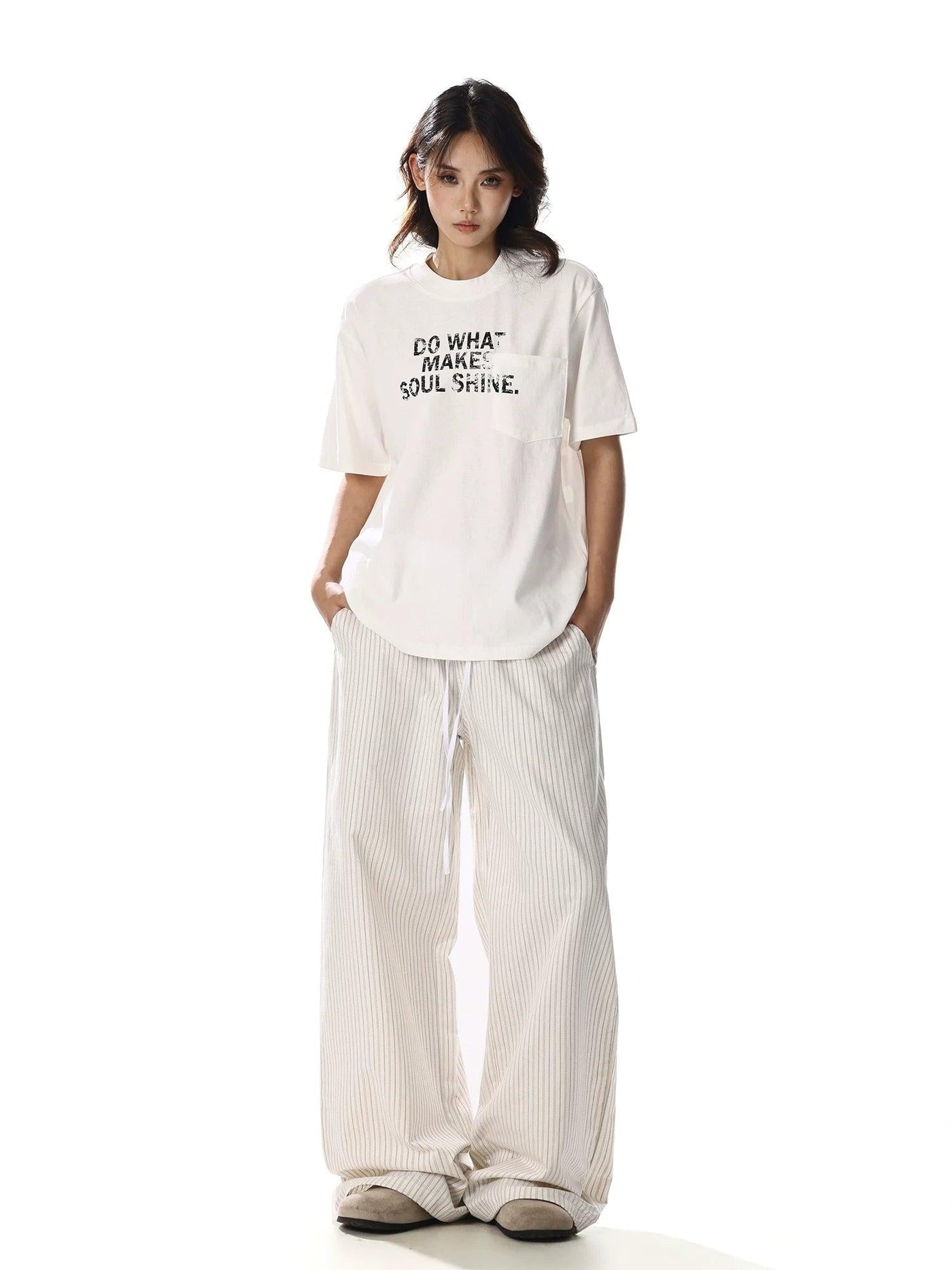 Paneled Striped Wide Pants