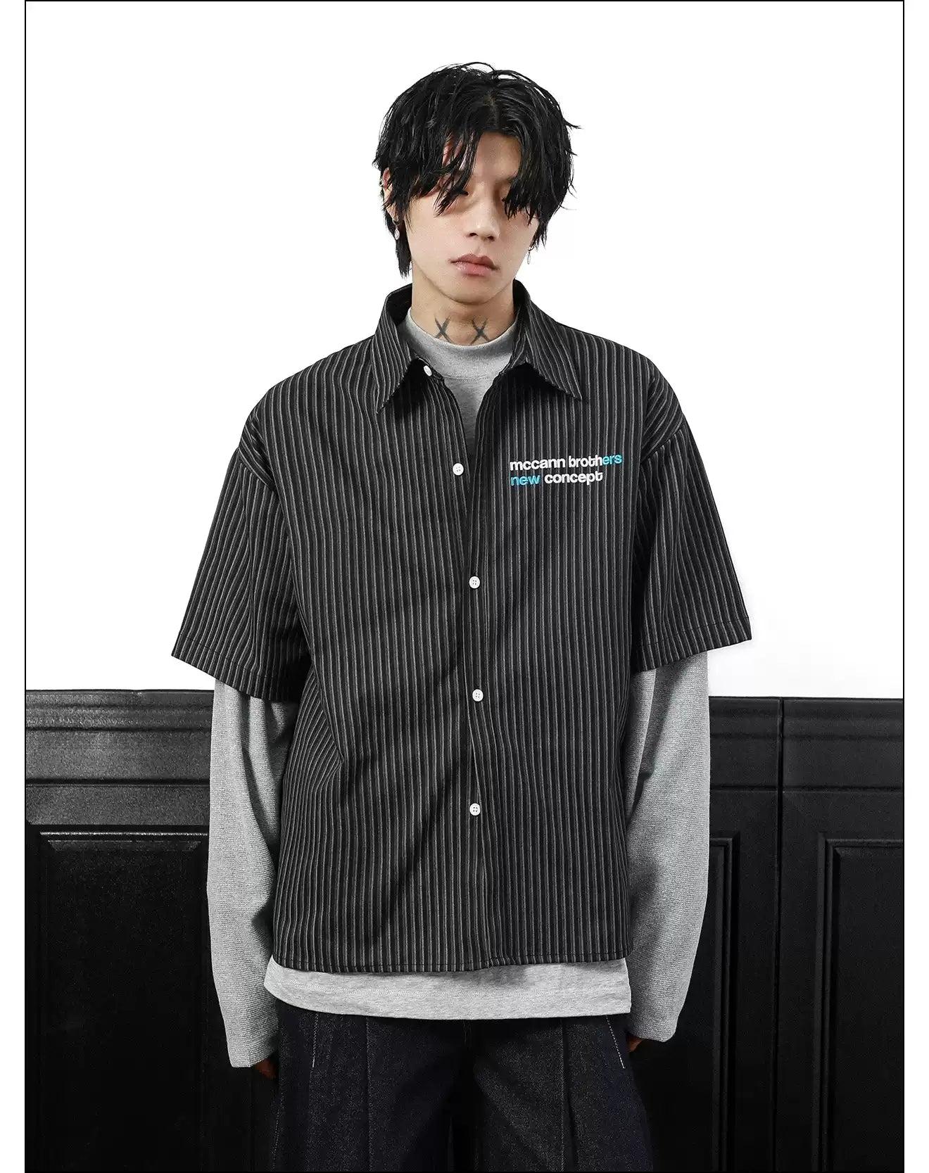 Striped Shirt Layered T-Shirt