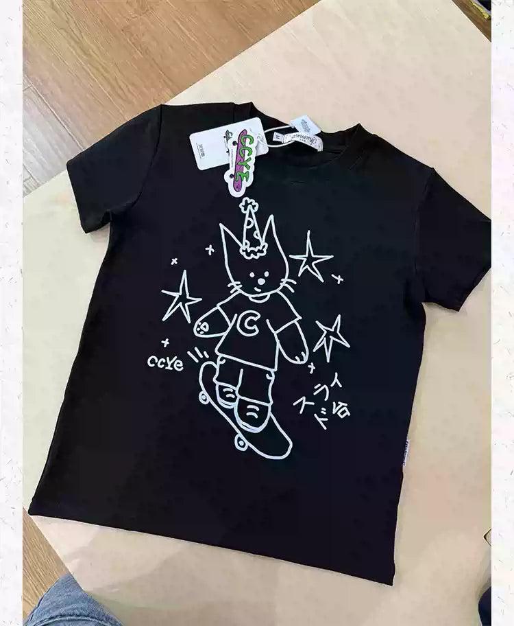 Cat Doodle Print T-Shirt