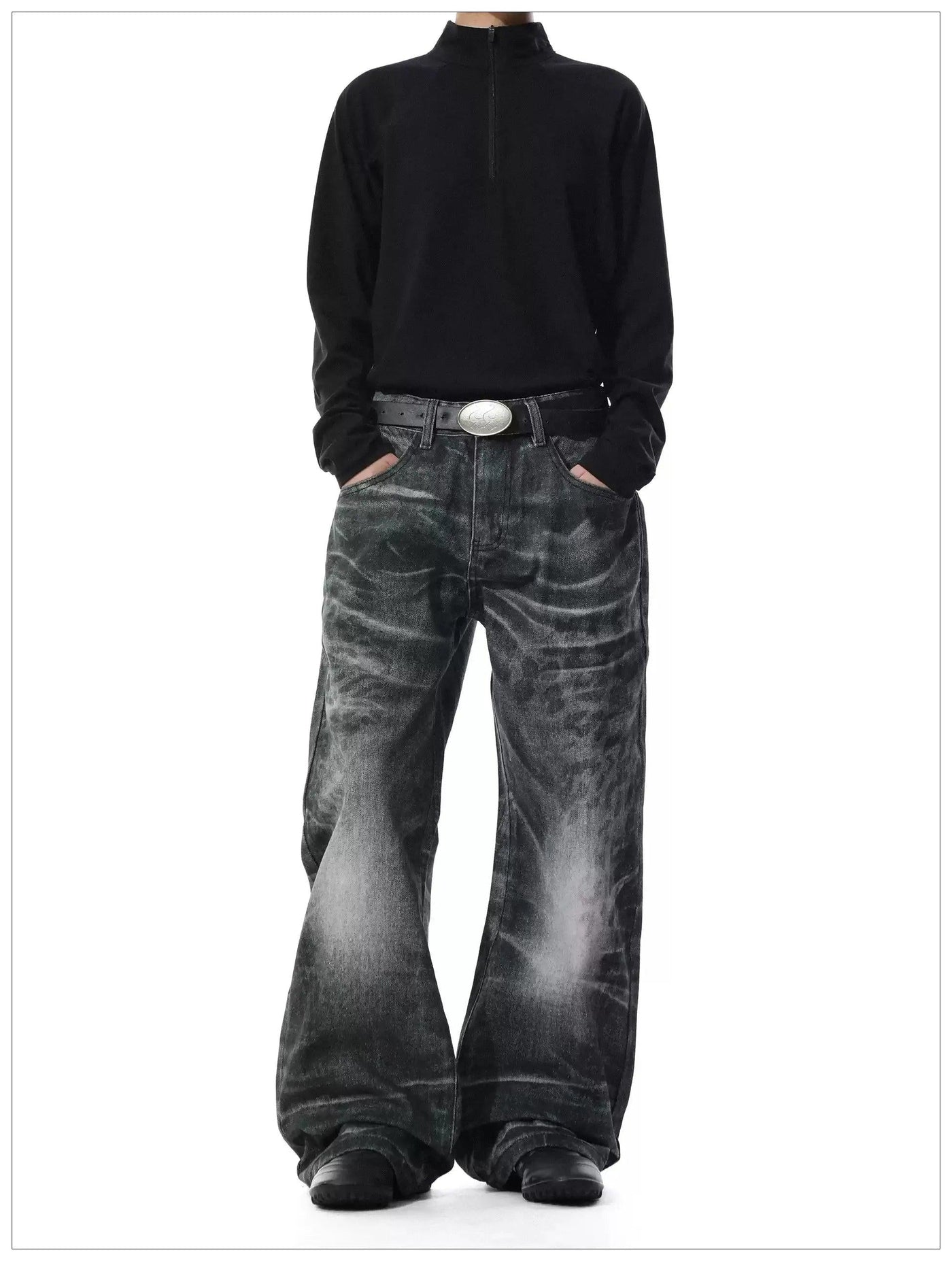 Washed Whisker Faded Jeans