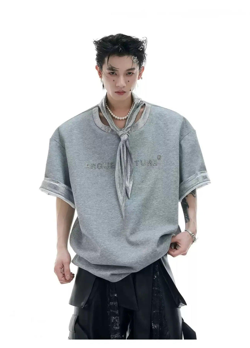 Metallic Tie Detail T-Shirt