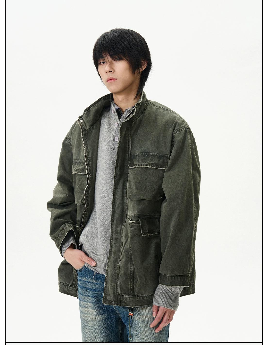 Distressed Multi-Pockets Cargo Jacket