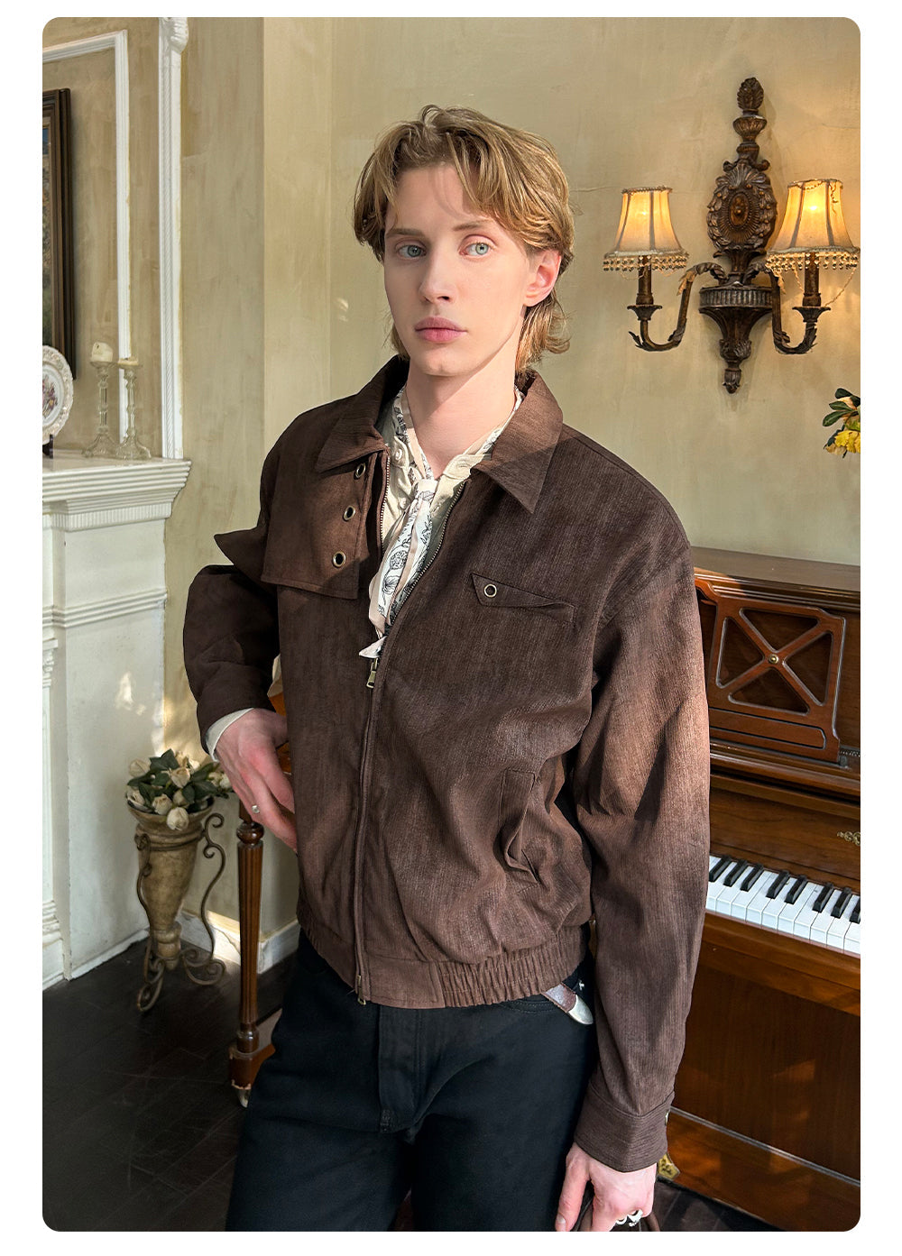 Textured Multi-Detail Solid Color Jacket