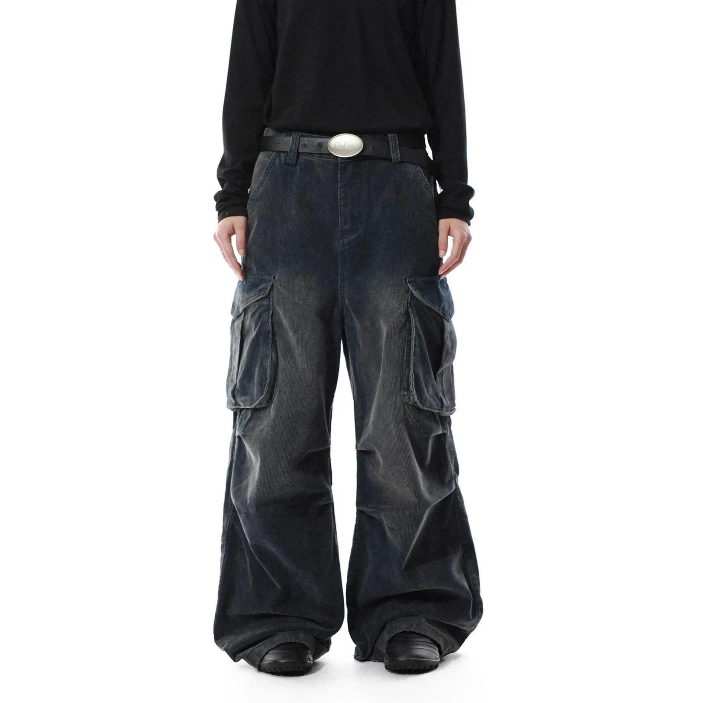 Washed Corduroy Cargo Jeans