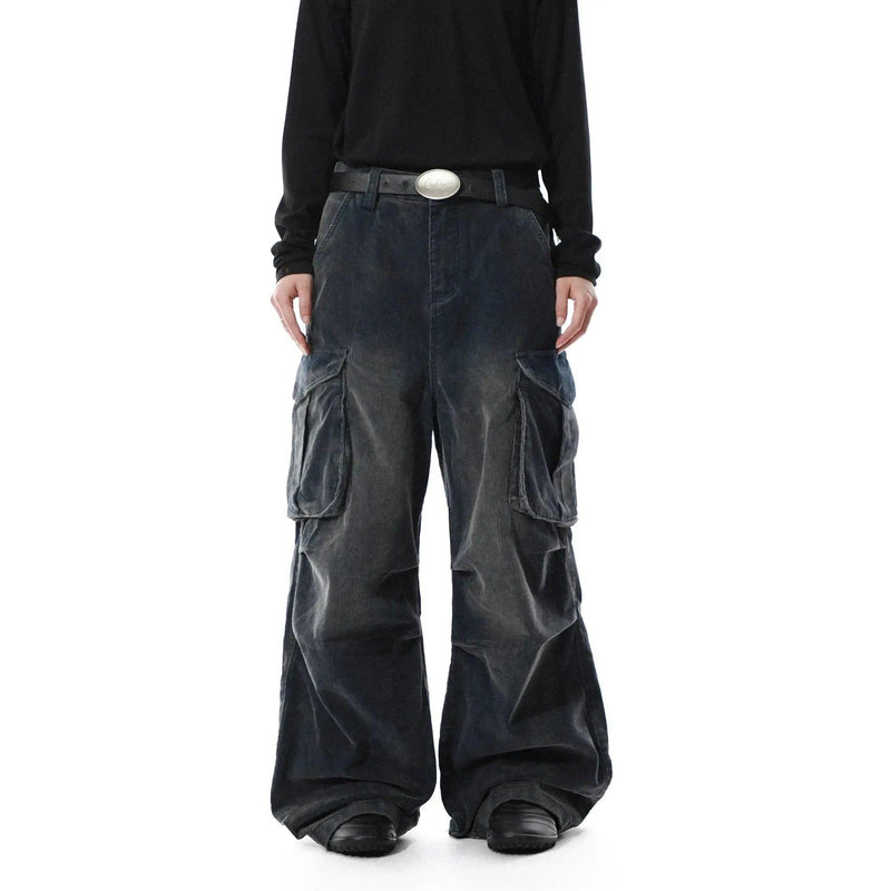 Washed Corduroy Cargo Jeans