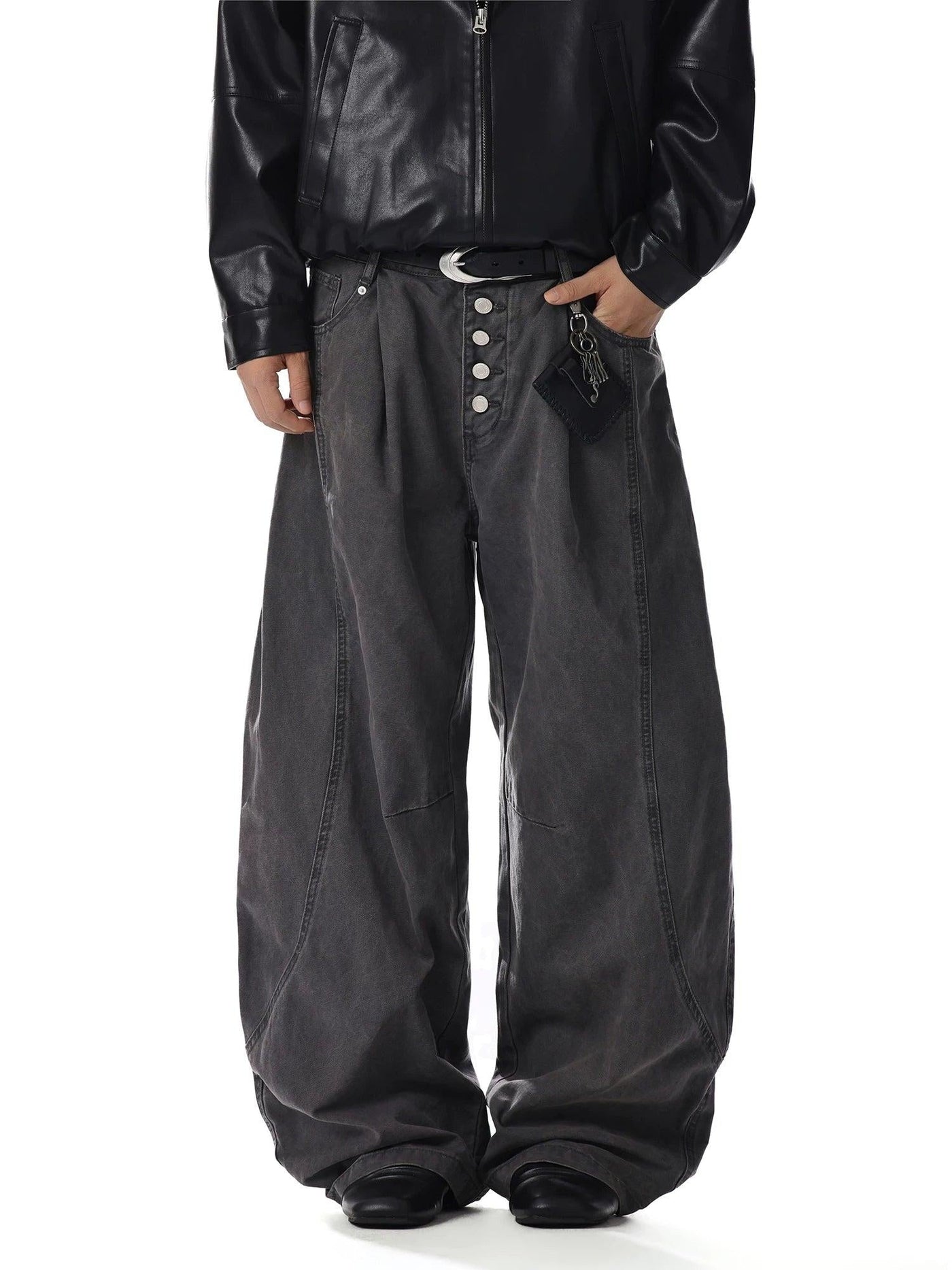 Washed Pleated Curved Pants