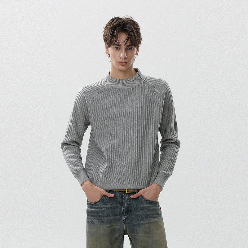 Zipped Slit Textured Sweater