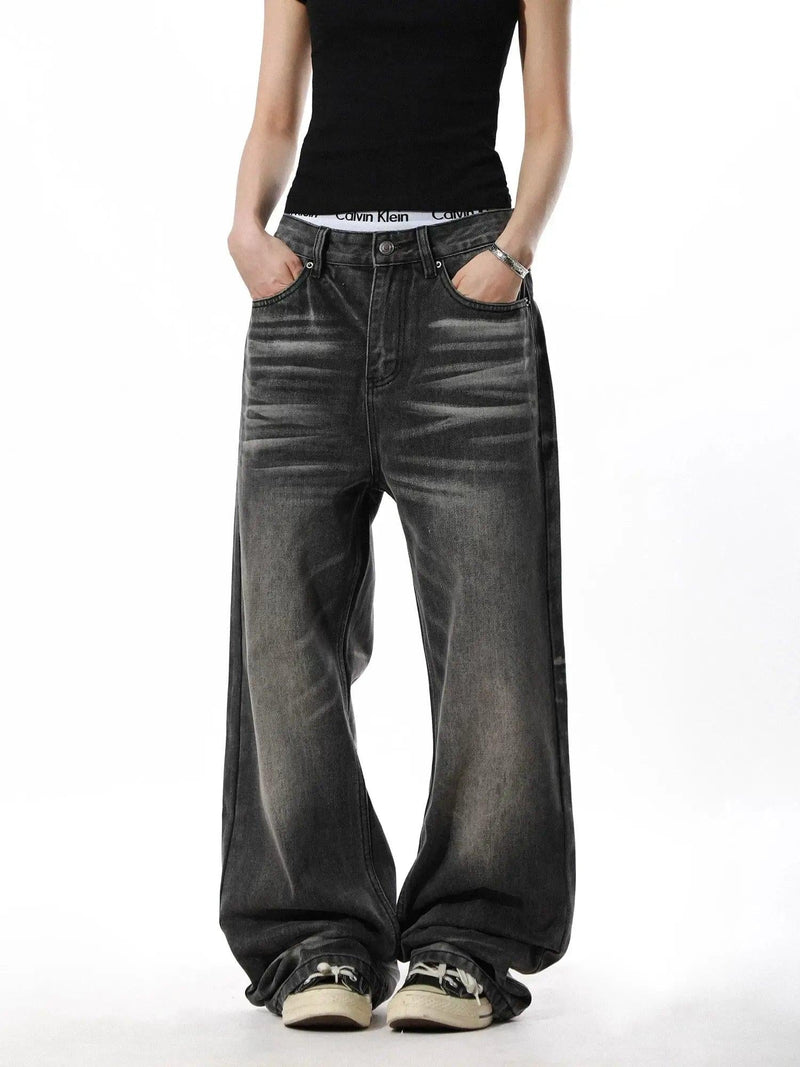 Vintage Distressed Straight Leg Jeans