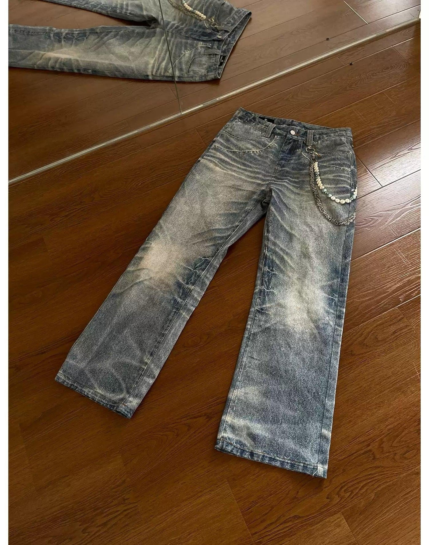 Faded Whiskers Grunge Jeans