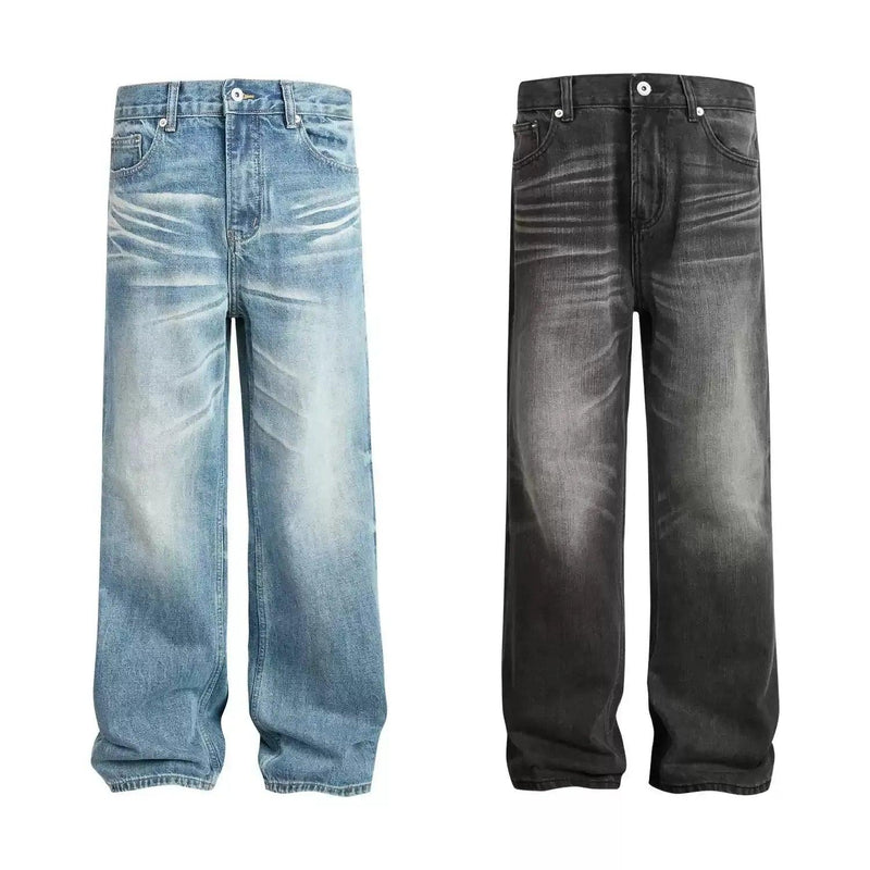 Faded Whiskers Straight Leg Jeans