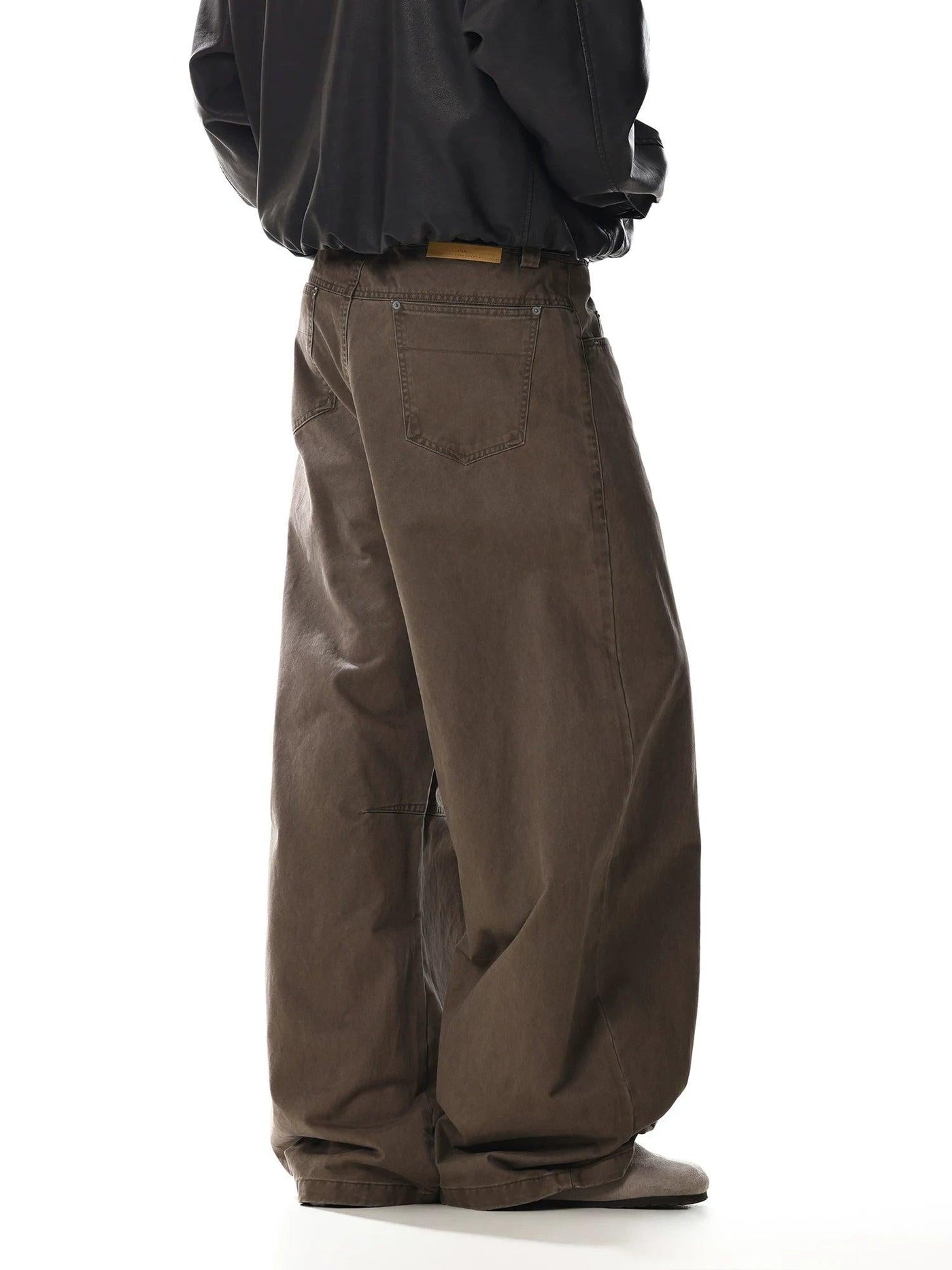 Retro Curved Wide-Leg Pants