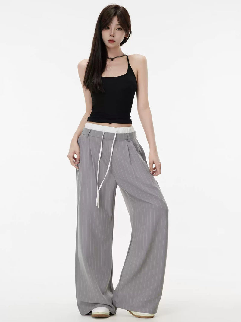 Drawstring Vertical Stripes Pants