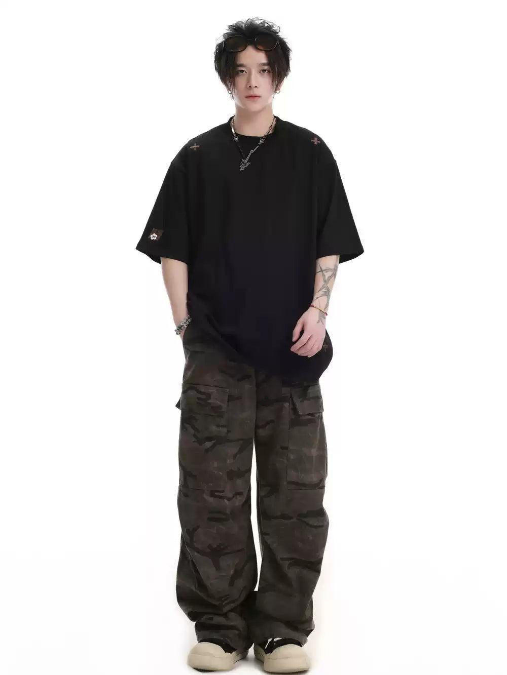 Contrast Logo Embroidery T-Shirt
