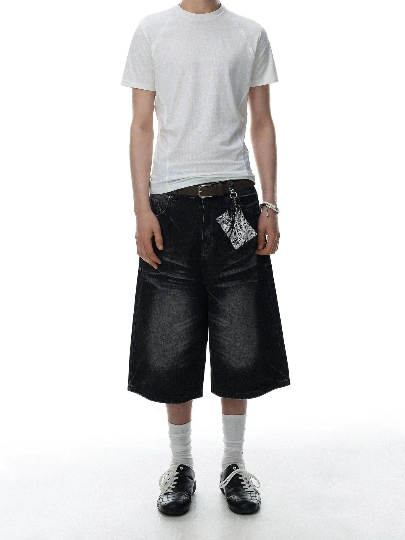 Washed Distressed Denim Shorts