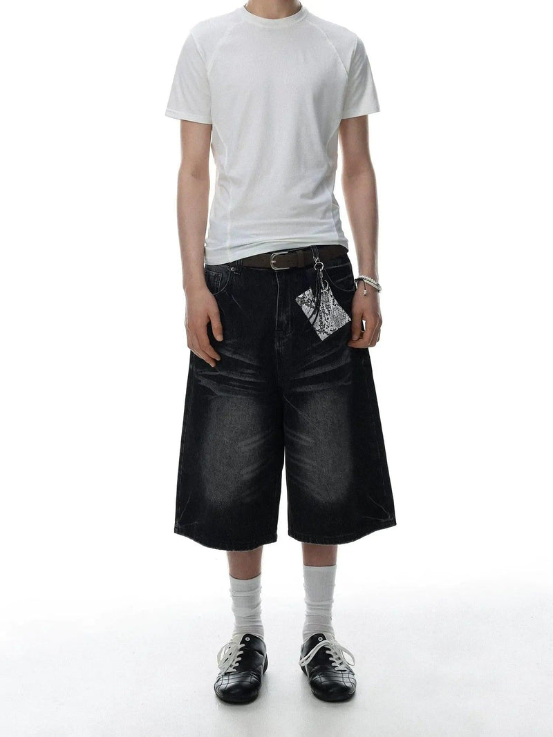 Washed Distressed Denim Shorts