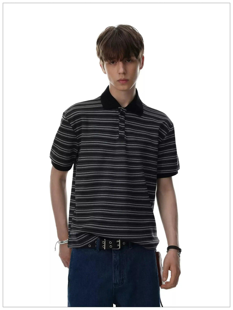 Striped Pattern Casual Polo